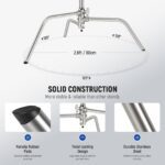 NEEWER SC17220IN Stainless Steel Heavy Duty C Stand with Boom Arm