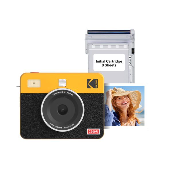 KODAK Mini Shot 3 Retro C300R Instant Camera and Printer - Yellow